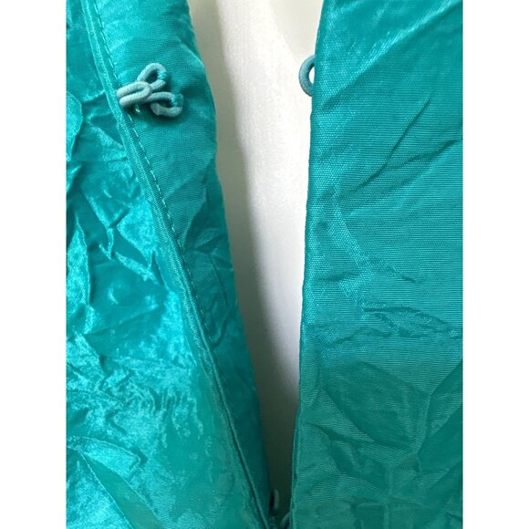 Chico’s Teal Crinkle Jacket, 3/4-Length Sleeves Women's Size 2 (L) - Picture 7 of 9